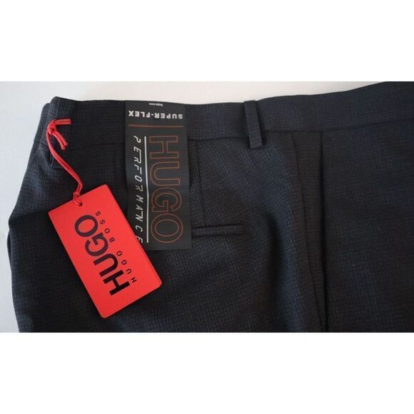 Hugo Boss 50456479 Men's Sz 36R Charcoal Super-Flex Micro-Check Chino Pants $198 - Picture 4 of 13